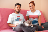 USA flag print latte T-shirt